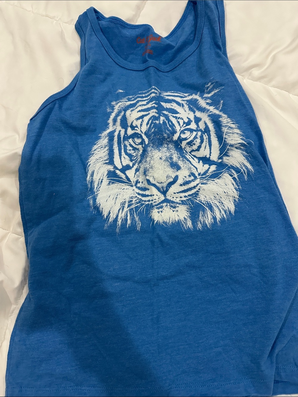 Cat & Jack Blue Tank Top with White Tiger Face Graphic